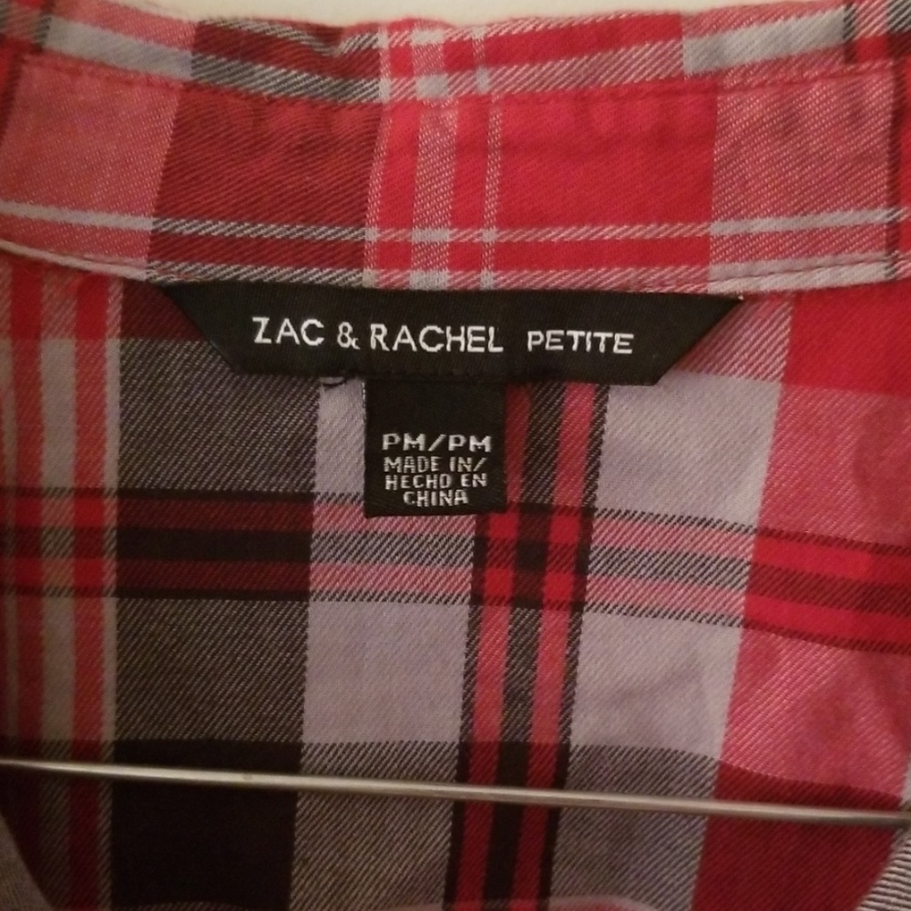 Red plaid button down top - Picture 3 of 3